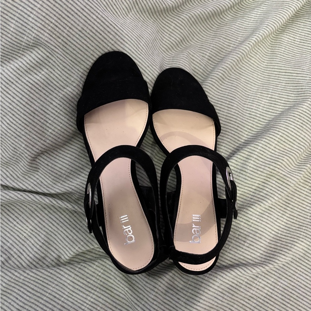 Bar III Black Strappy Mini Heels